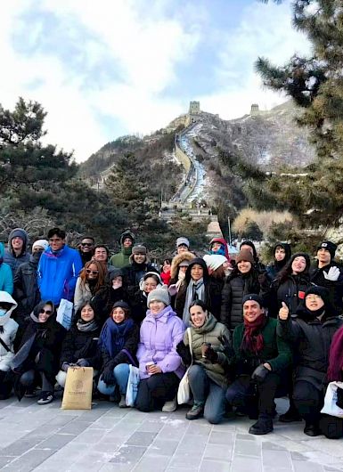 Students at the Great Wall of China