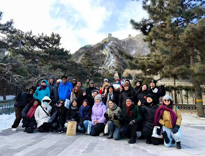 Students at the Great Wall of China