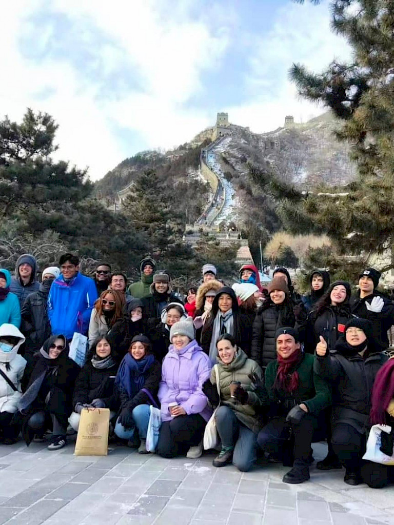 Students at the Great Wall of China