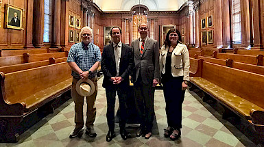 John Londregan, President Juan Carlos de la Llera, Chrsitopher Eisgruber and Isabel Alarcón
