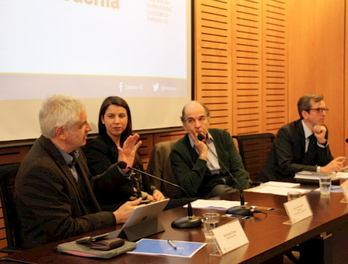 Panel del Coloquio: Propósito de la Empresa Moderna, organizado por el Programa de Sostenibilidad Corporativa de la Facultad de Derecho UC.