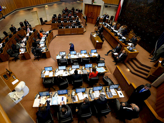 Vista en altura de una de las salas del Congreso Nacional. Fotografía: Reuters.