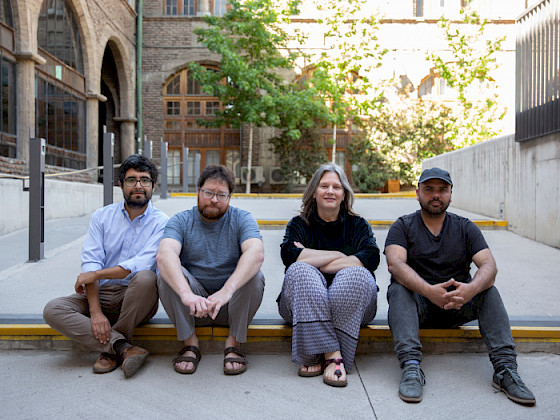 Los académicos Cristián Opazo, Andrés Kalawski, Milena Grass y Pablo Cisternas del Núcleo Milenio Arte, Performatividad y Activismo.