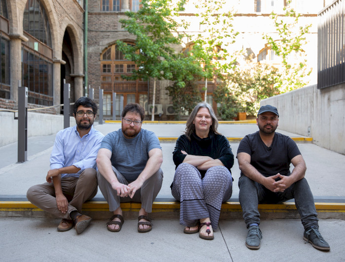 Los académicos Cristián Opazo, Andrés Kalawski, Milena Grass y Pablo Cisternas del Núcleo Milenio Arte, Performatividad y Activismo.