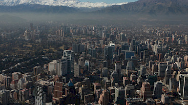 Vista aérea de Santiago, Región Metropolitana, Chile.