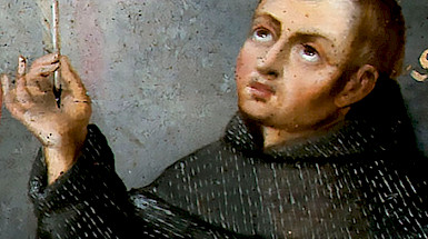 San Pascual Bailón retratado en la obra "Alegoría del triunfo de la Orden Franciscana o de los Frailes Menores".