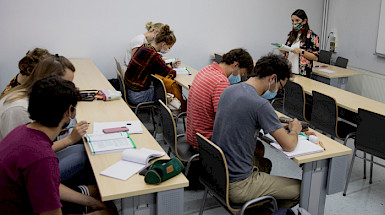 Students at Spanish classes.