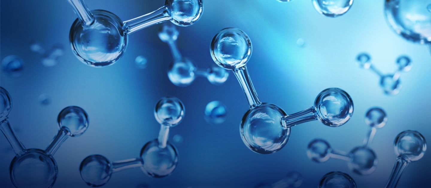 Imagen de moléculas con fondo azul