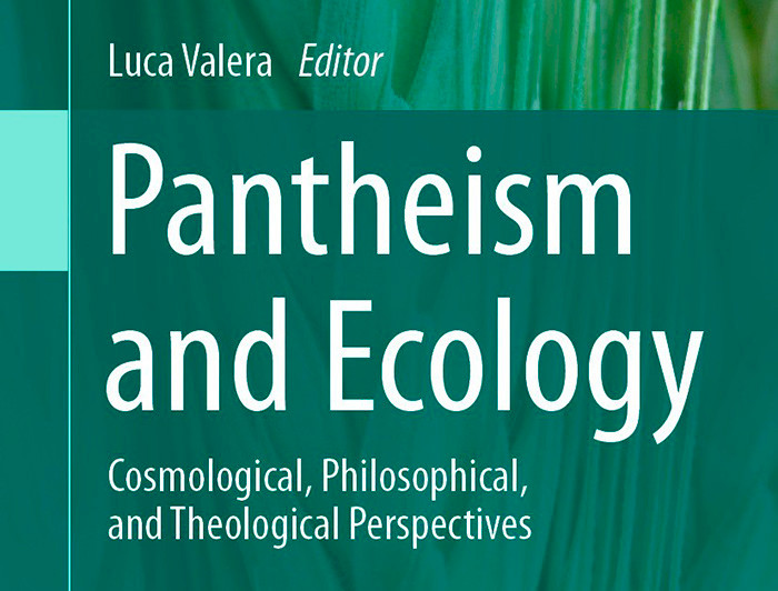 Portada del libro Pantheism and Ecology, con fondo verde y letras blancas